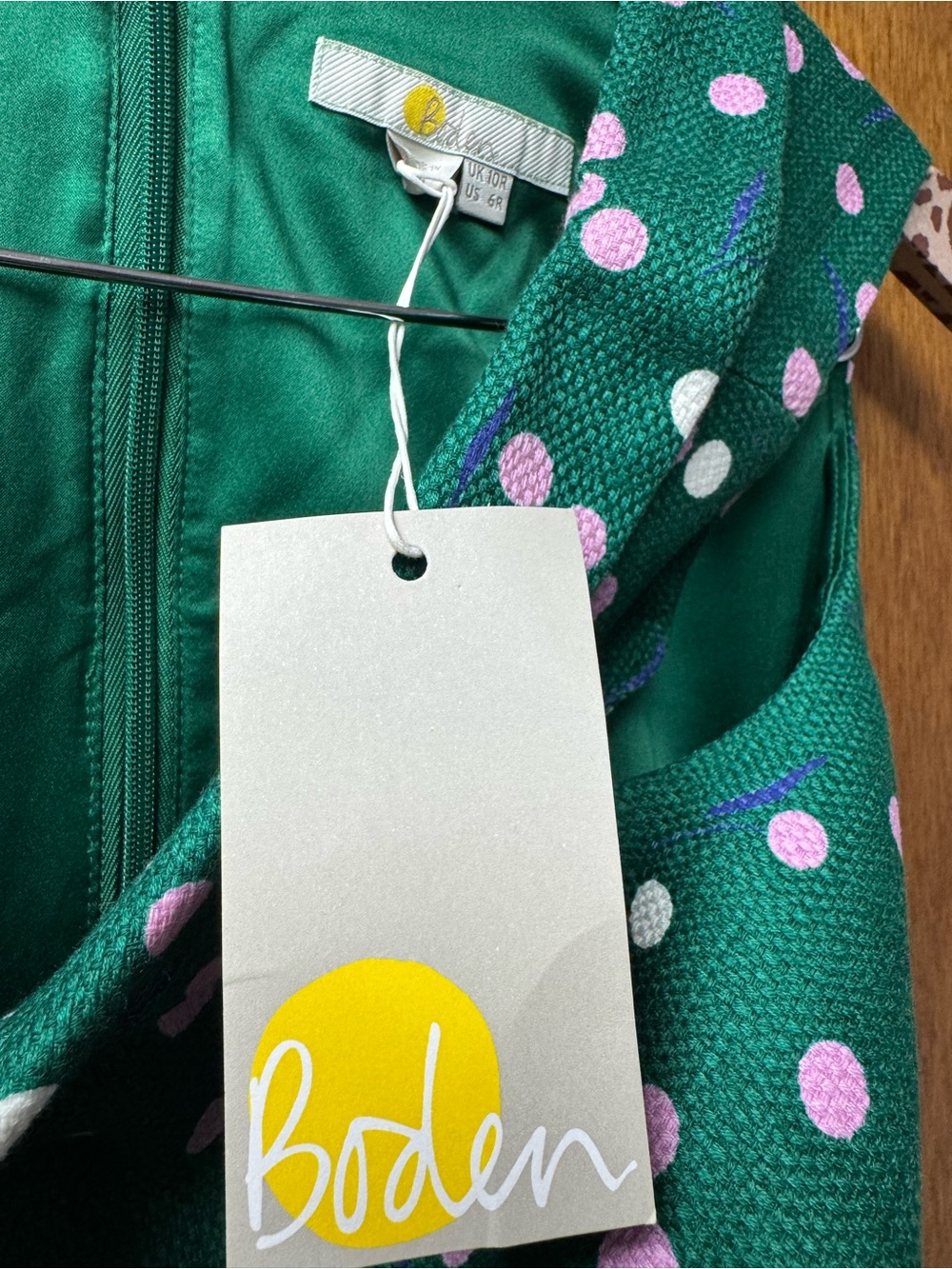 Boden Martha Sleeveless Shift Polka Dot Dress Sap Green Dandelion 6 NEW NWT - Picture 7 of 16